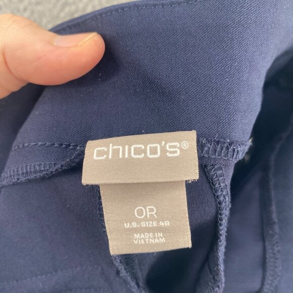 Chicos Pants Womens 0 US 4 Navy Stretch Pull On 4 Pockets Straight Leg Office - Picture 6 of 12
